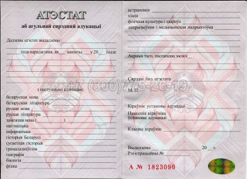 Аттестат о Полном Среднем Образовании Беларуси 2016г в Благовещенске